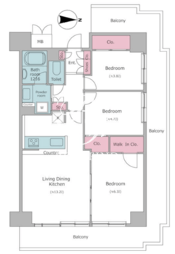 レジディア芝浦 1311 間取り図