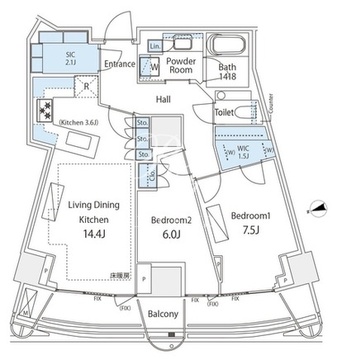 パークコート神宮北参道ザタワー 1805 間取り図