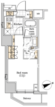 パークハビオ新橋 405 間取り図