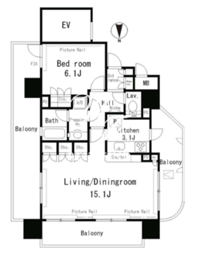 パークアクシス四谷ステージ 301 間取り図