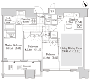 大崎ガーデンレジデンス 1908 間取り図