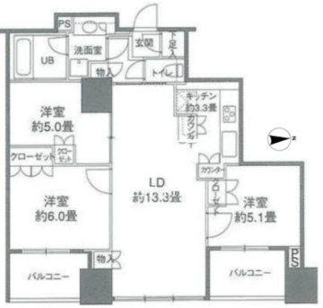 カスタリアタワー品川シーサイド 1406 間取り図