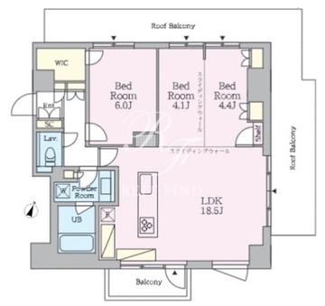 クレストコート旗の台 502 間取り図