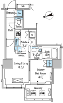 レジディアタワー目黒不動前 1701 間取り図