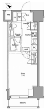 プレミアムキューブ品川戸越DEUX 1102 間取り図
