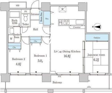 セルリアンホームズ勝どき 2307 間取り図