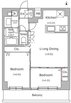 ドゥーエ南千住 604 間取り図