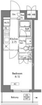 プラウドフラット神楽坂 104 間取り図
