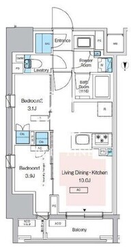 プレディアコート錦糸町スカイビュー 1305 間取り図