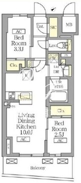 テラス北千住 1302 間取り図