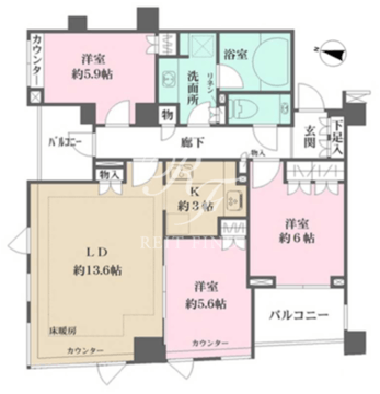 パークハウス中目黒 301 間取り図