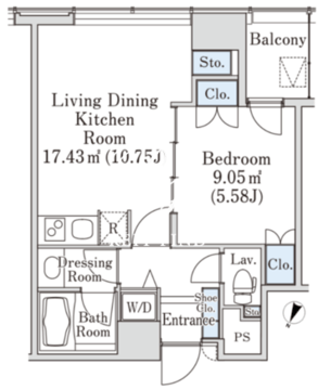 プラティーヌ新宿新都心 1802 間取り図