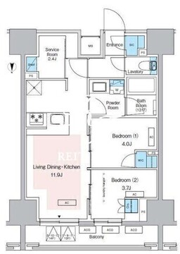 プレディアコート錦糸町スカイビュー 1303 間取り図