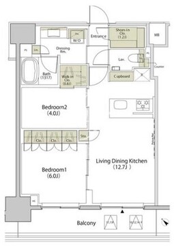 ザ・パークハビオ江古田 1102 間取り図
