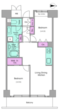 レジディア芝浦 908 間取り図