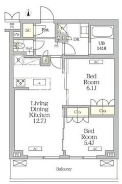 ミレーネ滝野川 407 間取り図