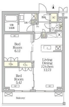 ミレーネ滝野川 206 間取り図