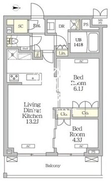 ミレーネ滝野川 202 間取り図