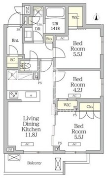 ミレーネ滝野川 304 間取り図