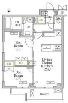 ミレーネ滝野川 208 間取り図