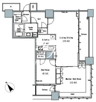 ザ東京タワーズミッドタワー 1108 間取り図