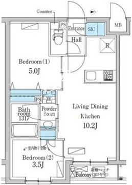 デュオフラッツ千歳船橋 307 間取り図