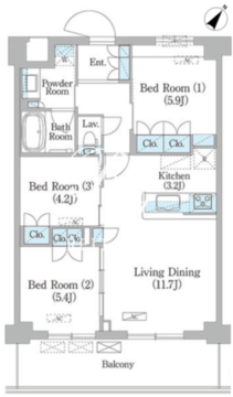 NIIYA平和台 202 間取り図