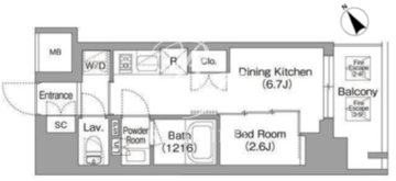 バウスフラッツ蔵前 203 間取り図