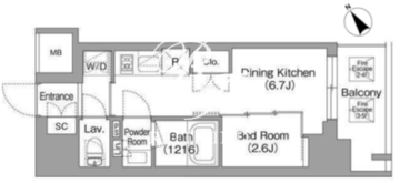 バウスフラッツ蔵前 903 間取り図