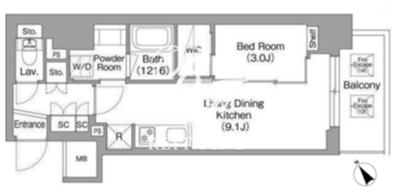 バウスフラッツ蔵前 1104 間取り図