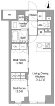 コンフォリア・リヴ大森西 110 間取り図