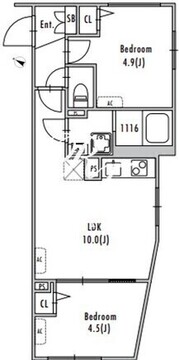 グランパセオ中野3 301 間取り図