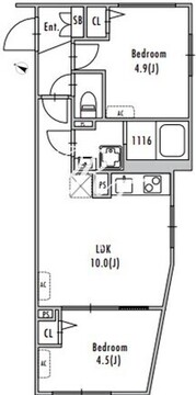 グランパセオ中野3 401 間取り図
