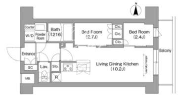 コンフォリア・リヴ南品川 102 間取り図