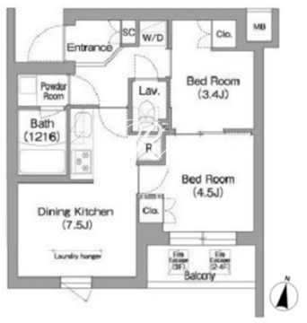 コンフォリア・リヴ南品川 124 間取り図