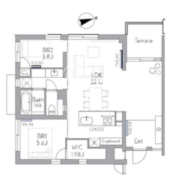 THE GRANDUO FUTAKOTAMAGAWA 201 間取り図