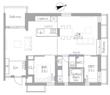 THE GRANDUO FUTAKOTAMAGAWA 203 間取り図