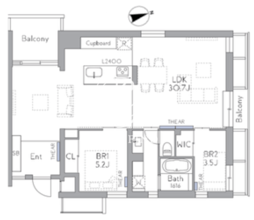 THE GRANDUO FUTAKOTAMAGAWA 303 間取り図