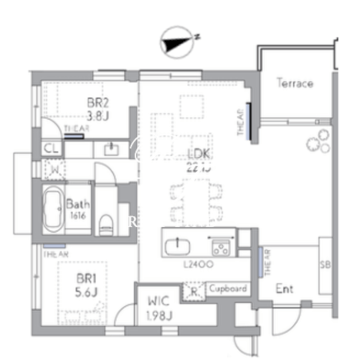 THE GRANDUO FUTAKOTAMAGAWA 401 間取り図