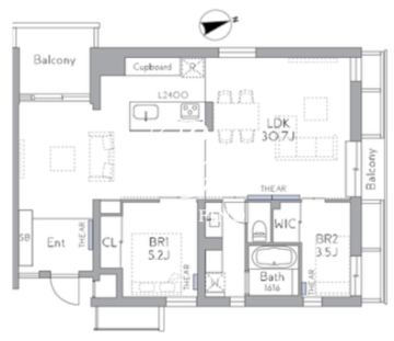 THE GRANDUO FUTAKOTAMAGAWA 403 間取り図