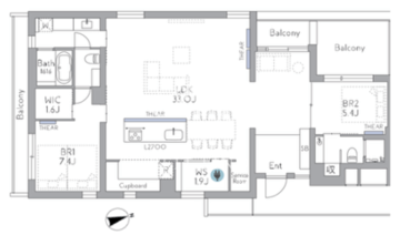 THE GRANDUO FUTAKOTAMAGAWA 501 間取り図