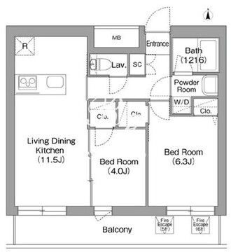 コンフォリア・リヴ両国イースト 602 間取り図