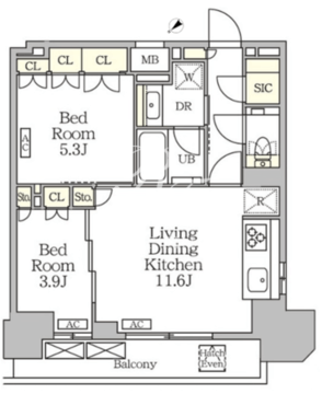 ザ・パークハビオ大森山王 1806 間取り図