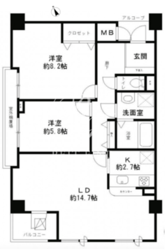レジディア六本木檜町公園 401 間取り図