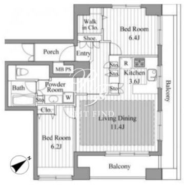 レジディア新川2 1201 間取り図