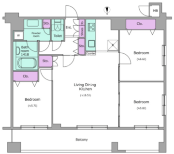 レジディア築地 1001 間取り図