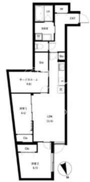 クールブラン西荻窪 102 間取り図