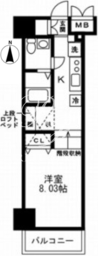 レジディア上野御徒町 1203 間取り図
