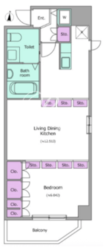 レジディア上野御徒町 1409 間取り図