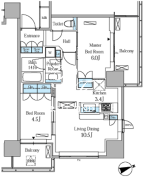 レジディアタワー目黒不動前 1704 間取り図